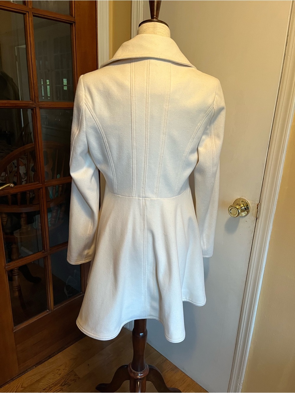Cottagecore Skirted Women’s Cream Wool-Blend Pea Coat Laundry by Shelli Segal - Picture 5 of 10